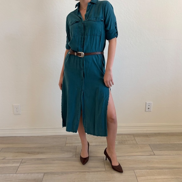 cloth & stone Dresses & Skirts - Cloth & Stone button-front maxi shirt dress in a teal blue , Size Small, western